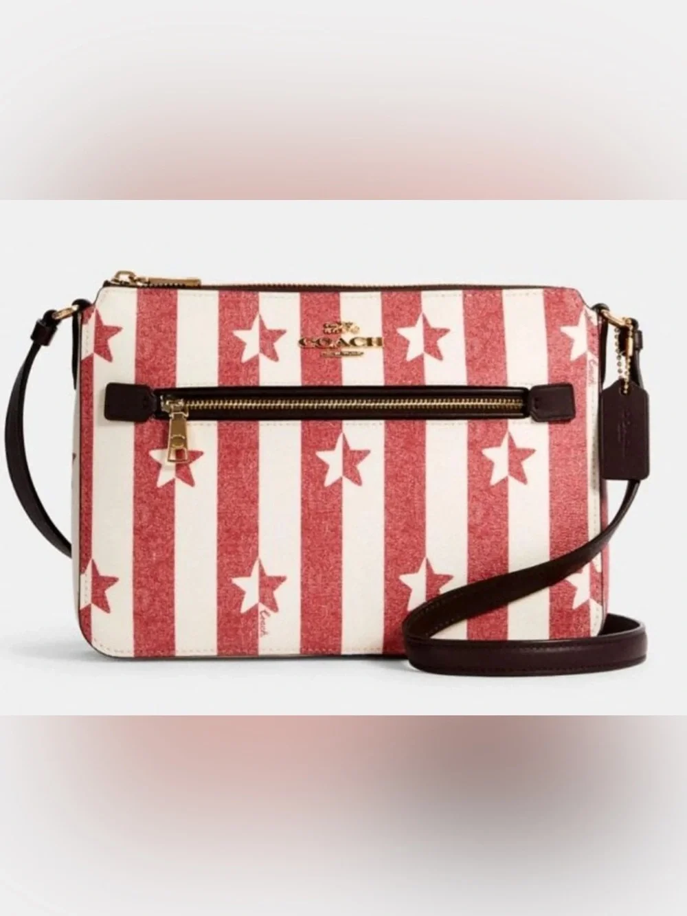 Coach Red and White Star Stripe Crossbody Bag